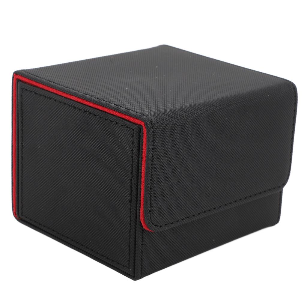 Card Storage Box Multipurpose Large Capacity Flip Side Insert PU Leather Magnetic Closure Trading