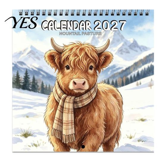 Practical Home Office Supplies Funny Animal Wall Calendar 2027, 12 Months Jan. to Dec., Spiral Bound Hanging Planner Calendar, Monthly with