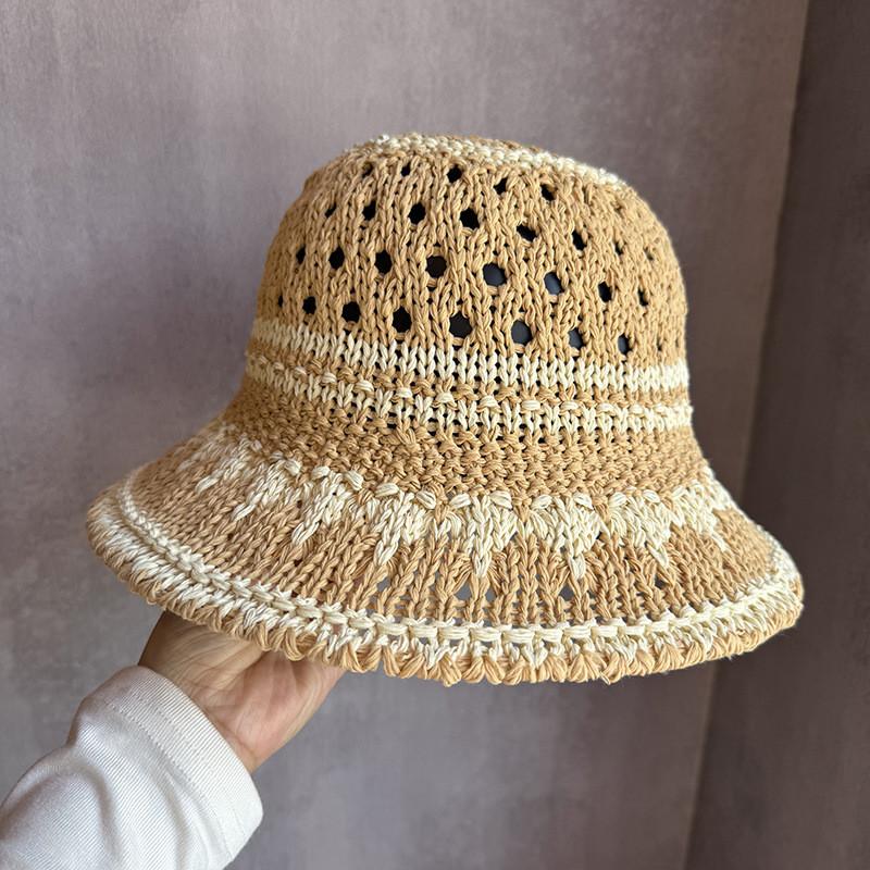 Summer Pattern Women Hollowed Out Hat With Large Brim Uv Sunshade Outings For