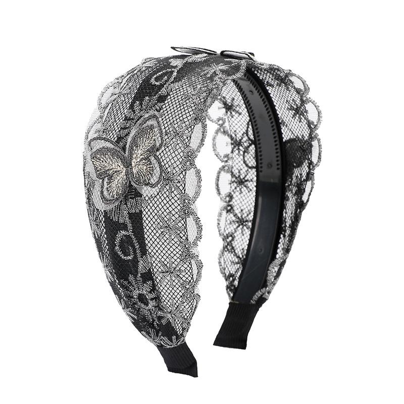 Dreidimensionales Schmetterlings-Stirnband mit Zähnen - Rutschfest, breite Krempe für Frauen mittleren Alters und ältere Frauen (Vielseitiges 4560 Erwachsenen-Haaraccessoire)