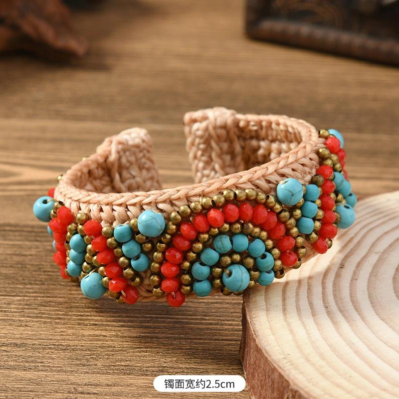 Heavy industry woven natural stone bracelet Bohemian retro exotic female personality Tibetan bracelet accessories