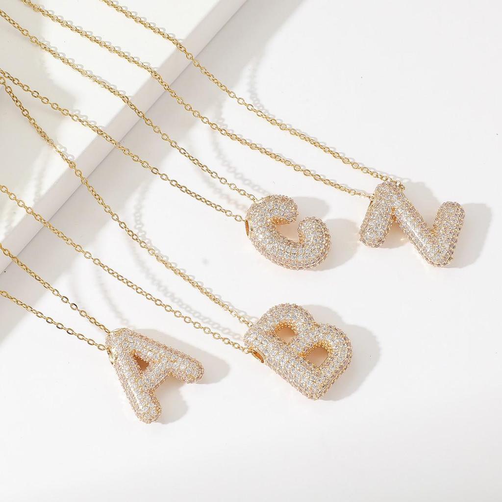 Zircon Alphabet Necklace: Elegant Clavicle Chain for Women