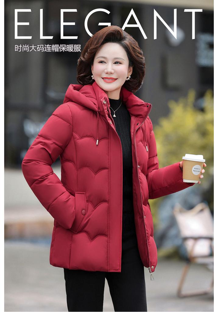 Senior Mother Medium and Long Down Jacket Women's New Fashion Hooded Middle-aged Women's Jacket Middle-aged and Elderly Winter Clothing