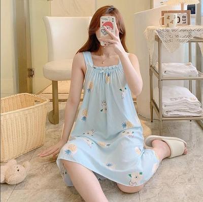 Nouvelle chemise de nuit de princesse d'été: Joli débardeur en coton et soie grande taille pour femmes