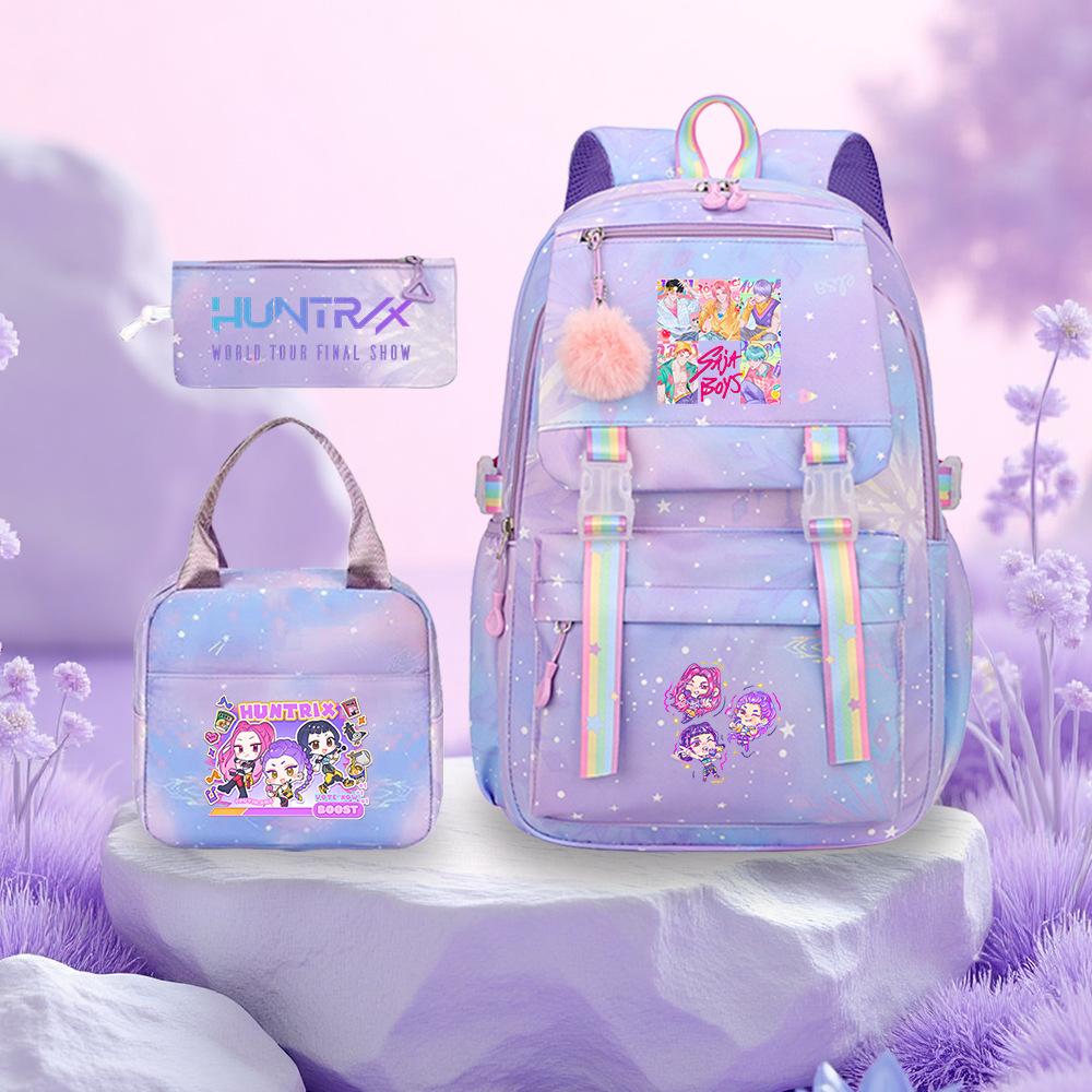 K-Pop Witch Hunters Cartoon Printed Student Pencil Bag Lunch Bag Three-Piece Backpack