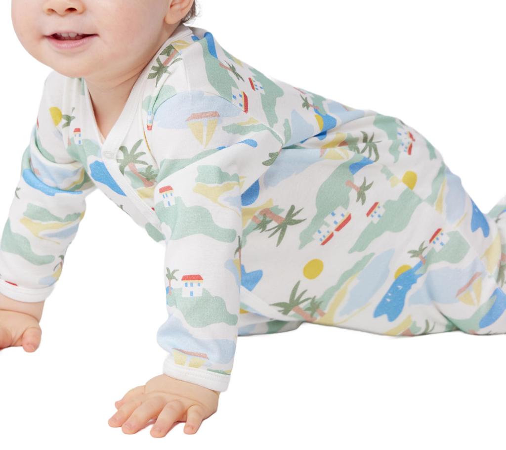 Petit Bateau A0CNE Footless 6 Months Romper, Off-White/Multicolor, 67cm,