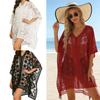 Lace Mesh Bohemian Shawl Plus Size Swimsuit Cover Up Vintage Sunscreen Beach Cover Up  Summer