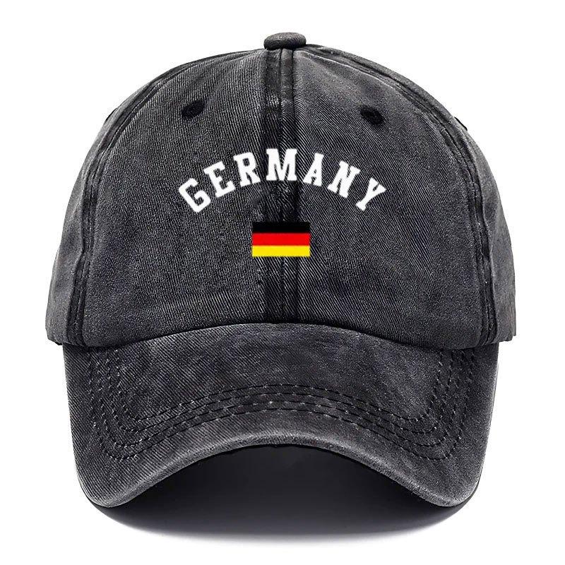 Vintage Washed Baseball Cap Featuring The Design EleUnisexts of GERUnisexY And The GerUnisex Flag  a Unisex Worn Cap That Is Lightweig