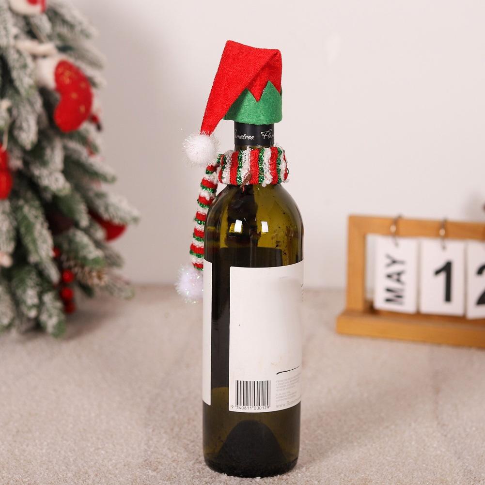 For Christmas Wine Bottle Mini Santa Hat and Scarf Kit Adds Seasonal Charm to Holiday Table Settings and Party Displays
