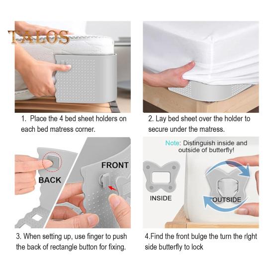 Držák na prostěradla se zámkem, držák rohů prostěradel, protiskluzová spona na prostěradla, pevně drží prostěradla pro všechny velikosti matrací