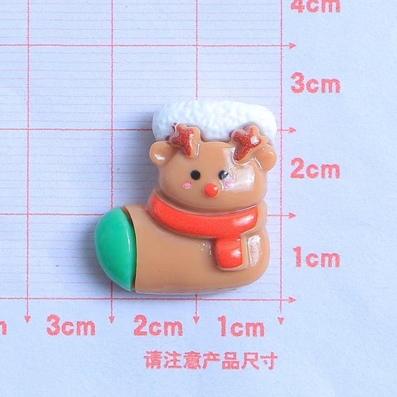 10PCS Resin Kawaii Colorful Gingerbread Man Snowman Bells Trees Flat Back Cartoon Christmas Figurines Scrapbook DIY Decor Crafts