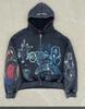 Felpa con cappuccio da uomo Street Fashion Trend Brand Teschio Stampa Digitale 3D Casual Larga