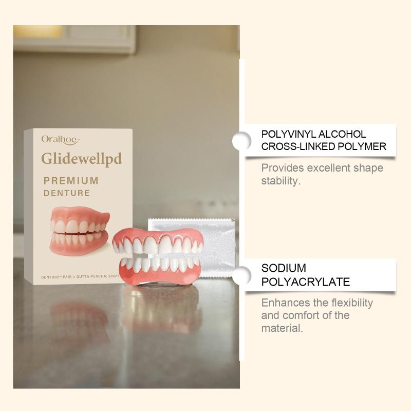 1 Set Safe Silicone Upper & Lower Veneers Full Denture Fake Teeth Perfect Laugh Veneers Dentures Paste Fake Teet For Women Men
