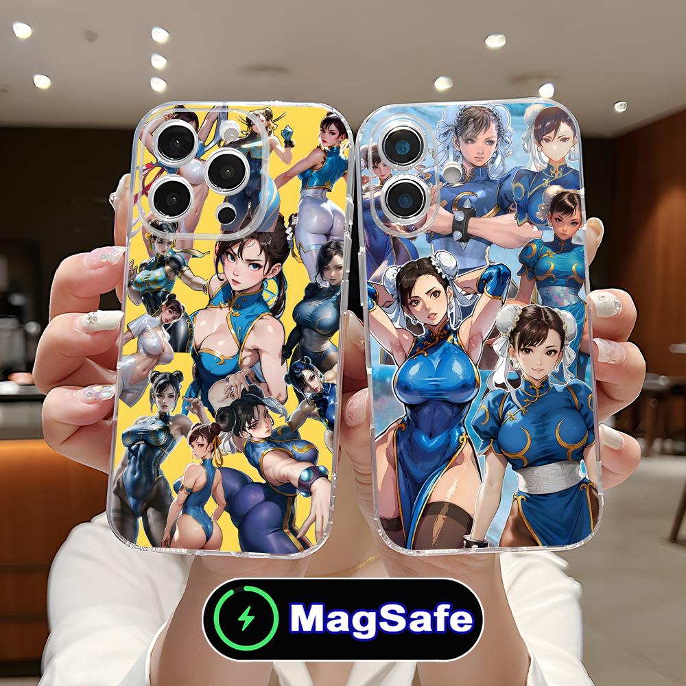Street Fighter Chunli Phone Case for iPhone 17 16 15 14 13 12 11 Air Pro Max Plus Mini Magsafe Clear Colorful Cover Pretty Cover