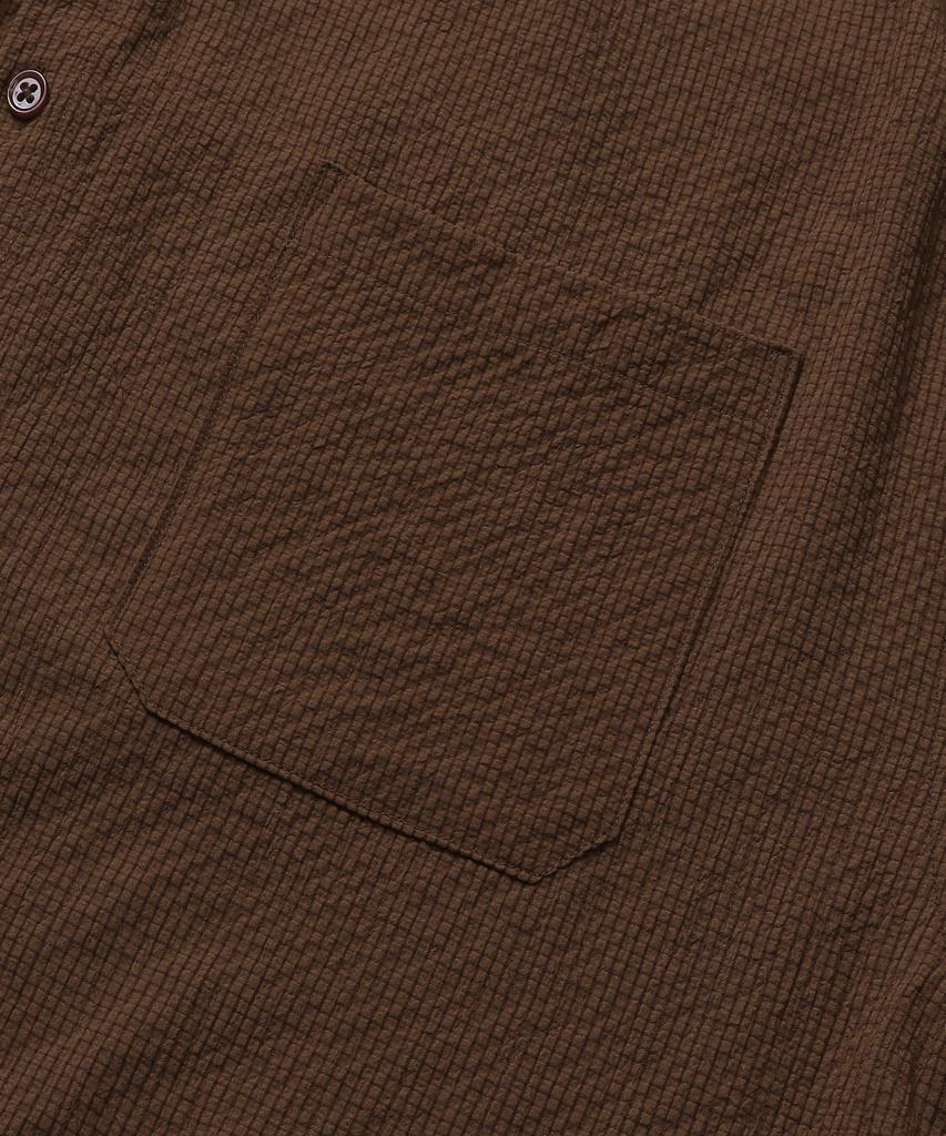 Connect Kinrock Loose Fit Seersucker Short Sleeve Shirt (Brown)