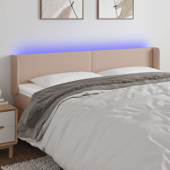 VidaXL Tête de Lit à LED Meuble de Chambre à Coucher Accessoire de Lit Double Tête de Cadre de Lit Intérieur Cappuccino 3123069