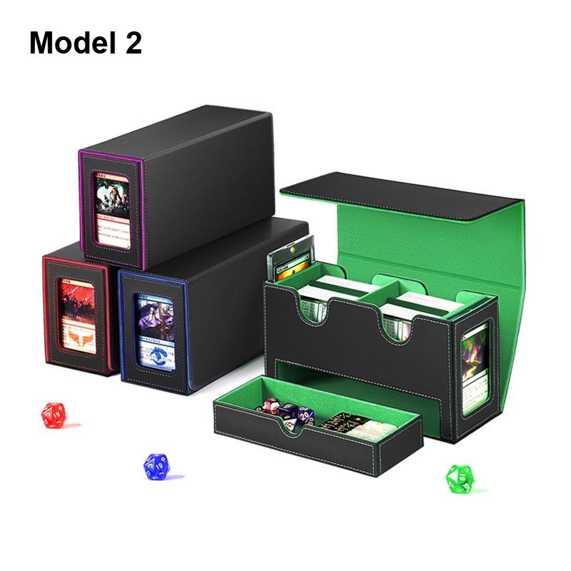 3in1 Deck Box Sports Card Storage Box Fits 200+ Single Sleeved Card Deck Case for MTG TCG CCG Cards with 4 Dividers 2 Toploaders