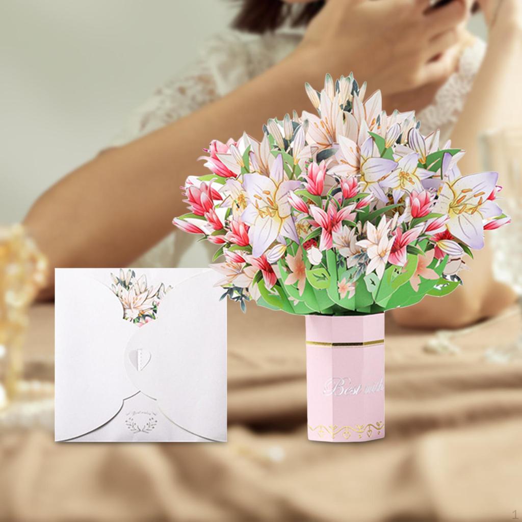 Dárková karta kytice ke Dni matek papírová plastika vyskočí na oslavy