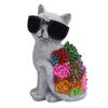 Solarkatzenstatue mit Brille LED-Lichter Einzigartige Solar-Katzenharzfigur für Gartenhof-Dekoration