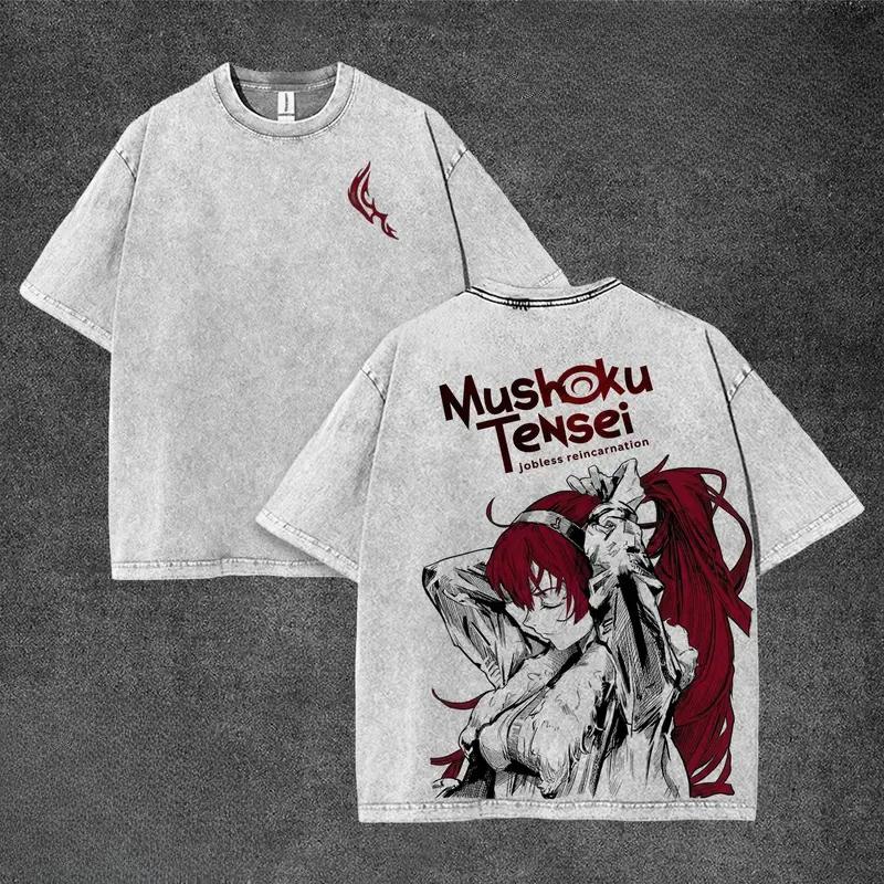 T-shirt imprimé Eris, motif anime Mushoku Tensei, vêtets pour hommes et femmes, t-shirts en coton, t-shirt vintage délavé, style déc