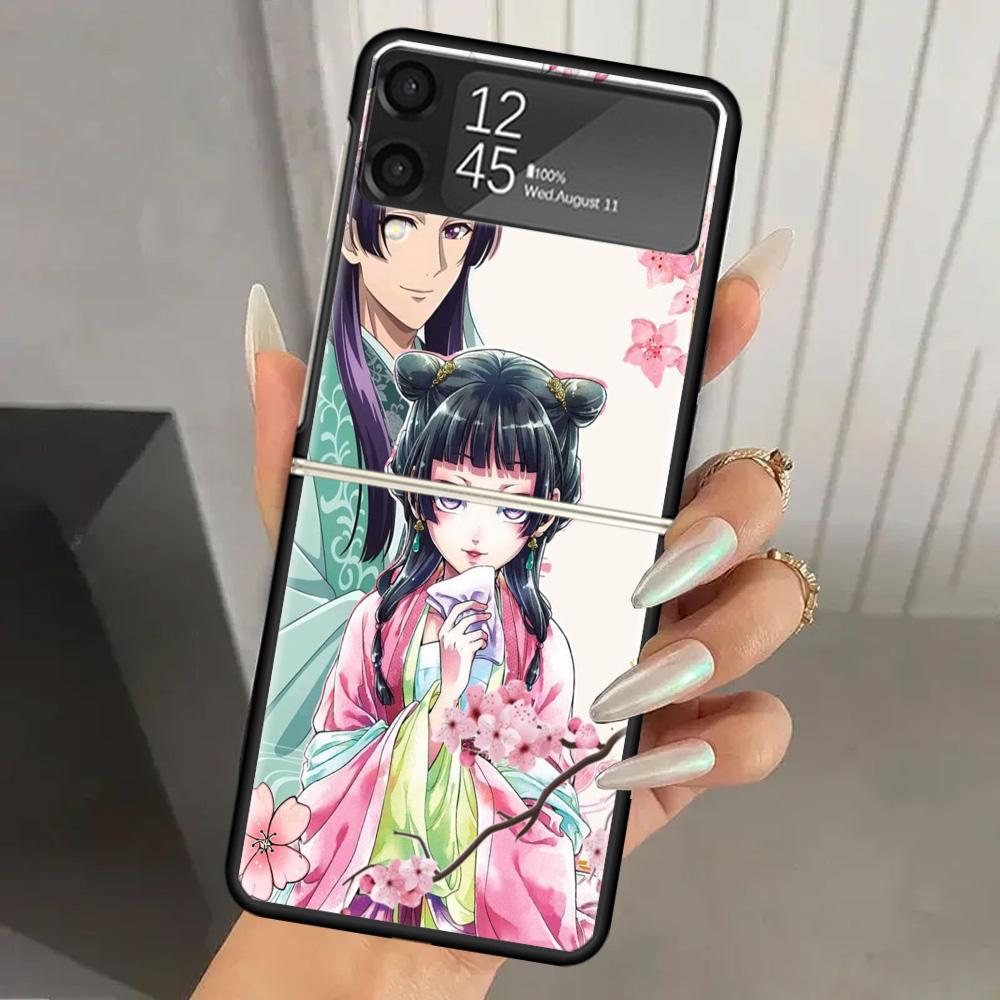 A-Apothecary D-Diaries Anime Hard PC Phone Case For Samsung Galaxy Z Flip 7 6 5 4 3 Black ZFlip7 ZFlip6 Flip5 Flip4 Flip3 5G Pri