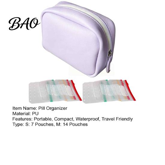 Weekly Pill Planner for Commuting A8 Waterproof Travel Organizer with 7/14 Zippered Pouches, Small Pouch Daily Supplement Travel, Portable Loose Leaf