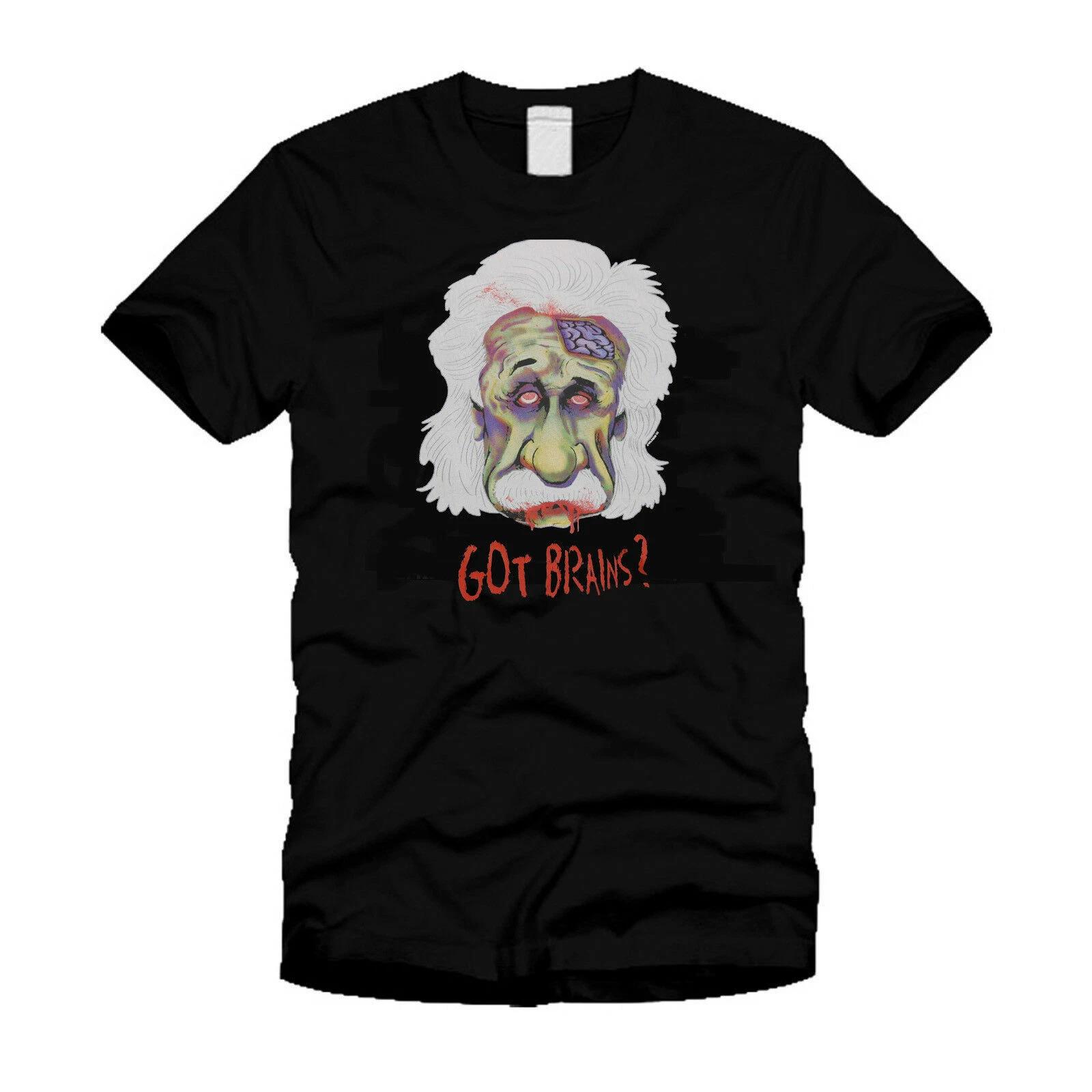 Got Brains (Zombie Albert Einestein) Cool Funny Large Black T-Shirt 4XL