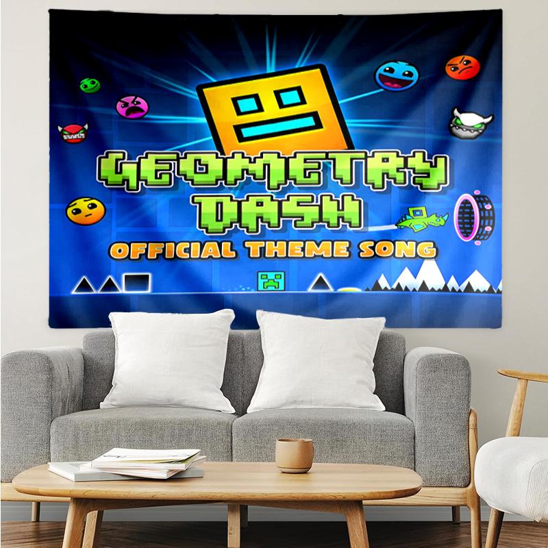1PC Geometry Dash: Dance To The Beat Tapestry, Unique Design Tapestry, Suitable for Bedroom,Livingroom, Playroom,Heartwarming Holiday Gifts