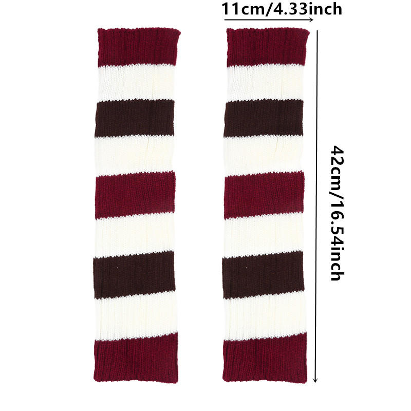 1Pair Striped Leg Warmers for Women Girls Fashion Ribbed Knitted Long Leg Warmers Kawaii Lolita Socks for Ballet Dance Yoga Party