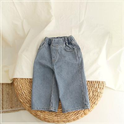 Korean Version of Ins Spring and Autumn Children's Pants for Men and Women Baby Middle and Small Children Trendy Casual Cotton Pocket Casual Jeans
