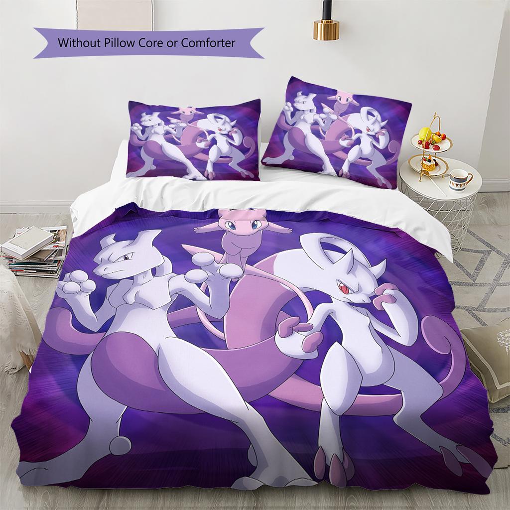 mew Pattern Bedding Home Decoration Birthday Gift (1 * duvet cover + 2 * pillowcase, without core)