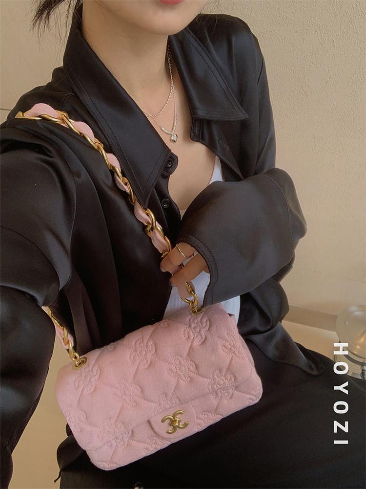 2024 New Style Embroidered Canvas Tote Bag Women s Shoulder Bag Sweet And Fresh розовый