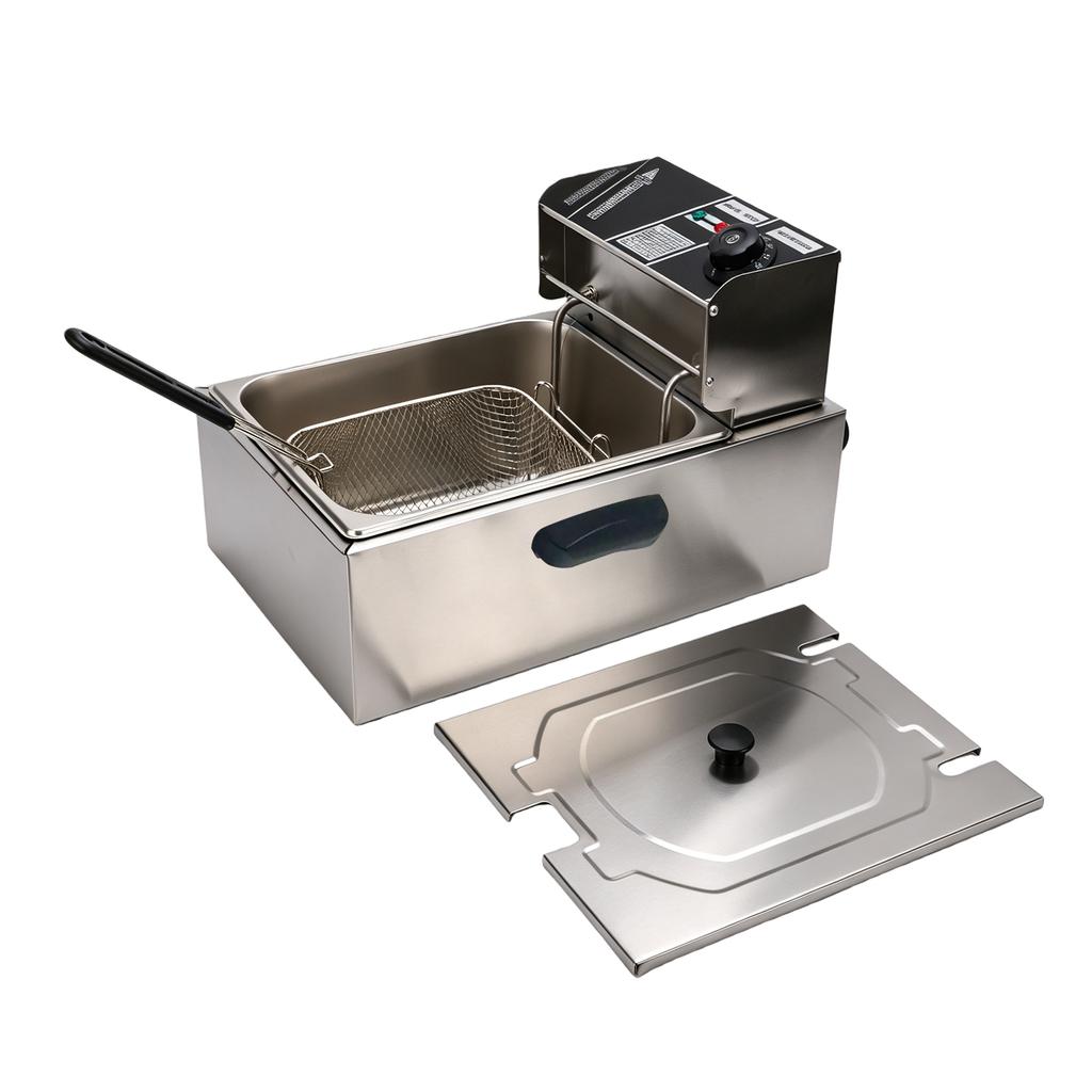 1700W Electric Deep Fryer 6L Single Pot with Removable Oil Basket Stainless Steel Fryer Adjustable Thermostat