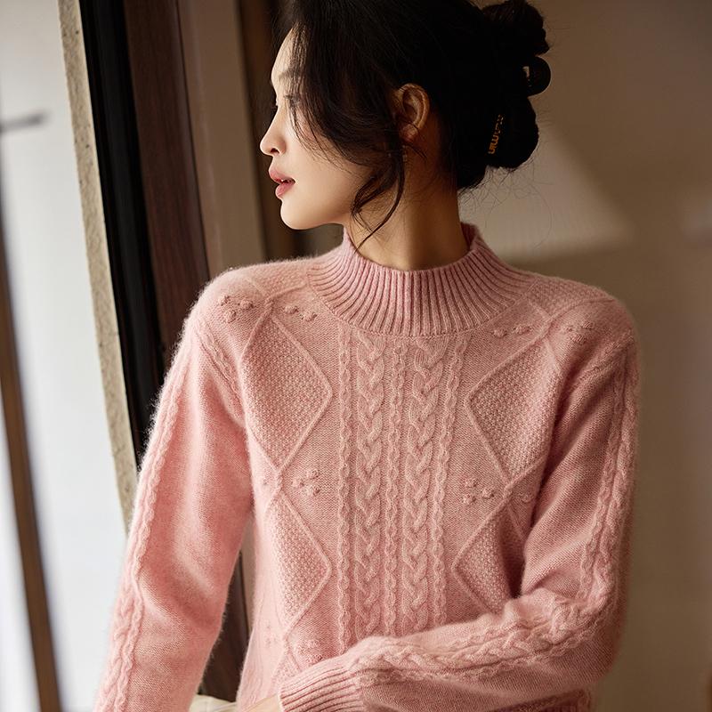 Women's Cashmere Sweater Qinghe Cashmere 30% Cashmere 70% Wool Autumn and Winter Pullover Warm and Fashionable