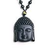 Obsidian Buddha Head Lucky Amulet Pendant Tathagata Buddha Blessing Necklace Religious Buddhist Jewelry Men and Women Gifts