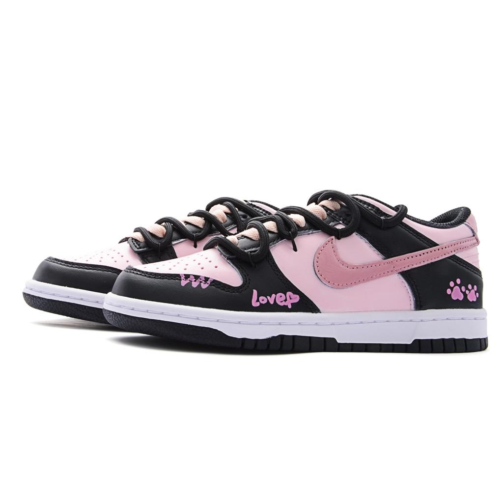 Nike Dunk Abriebfest Atmungsaktiv Abriebfest Atmungsaktiv Niedrig geschnitten Skateboard Schuhe Unisex Schwarz Pink DD1391-100(Team1461-SBOX)