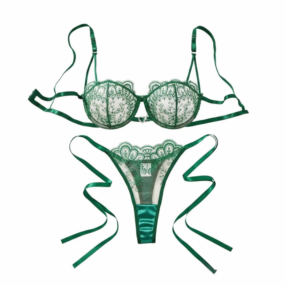 Hollowed-out Thong Bra Suit Lace-up Underwear Sets Versatile Lace Lingerie Set Valentine's Day
