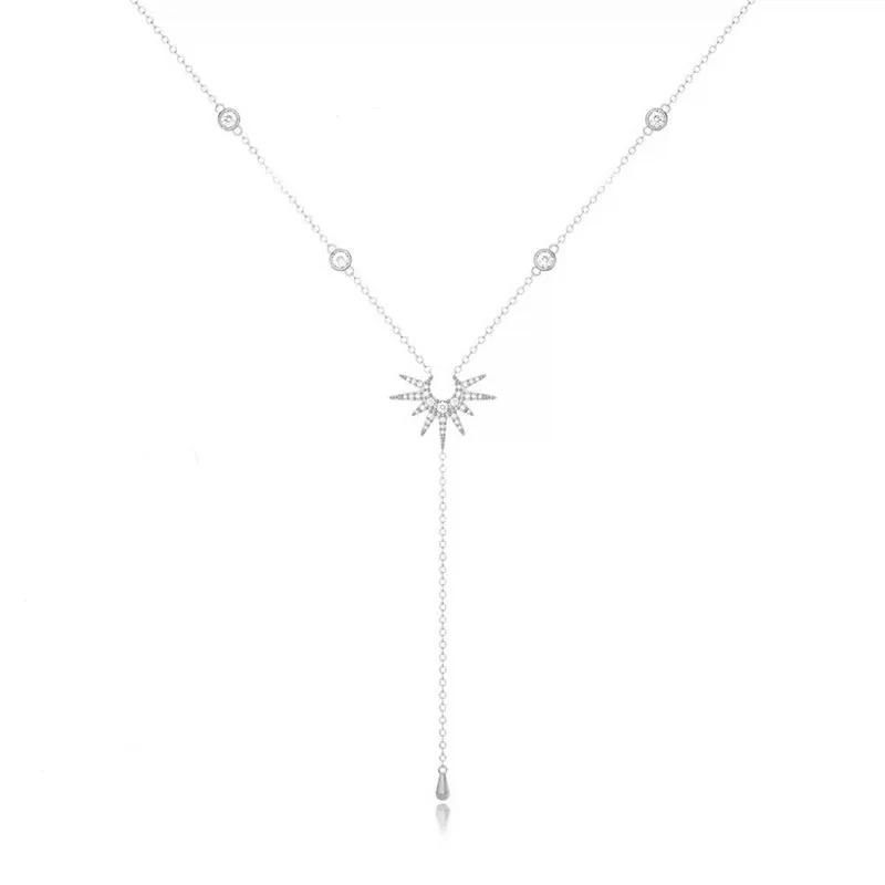 New Unique Y-Shaped Cubic Zircon Necklace for Women Girls Fashion Long Tassel Dangle Choker Necklace Party Jewelry Gift