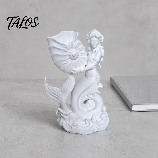 Healing Style Soft Furnishing 3D Printed Mermaid Conch Storage Ornament, Mini Decorative Coastal Aesthetic Home Ornament Flowerpot, Creative