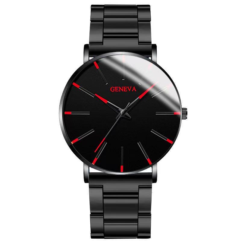 WISH Men's Mesh Band Quartz Fashion Watch - Simple Business Style for Students.