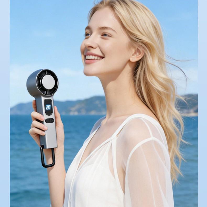 Portable High-Speed Semiconductor Cooling Fan - Foldable, Neck-Hanging, Rechargeable with Ice Pack Non-refrigerating