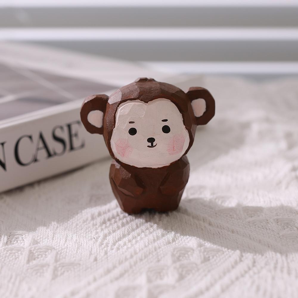 Милая деревянная фигурка обезьяны Ручная резьба Фигурки обезьян Декор для дома Идеальный подарок для любителей обезьян Украшение для стола