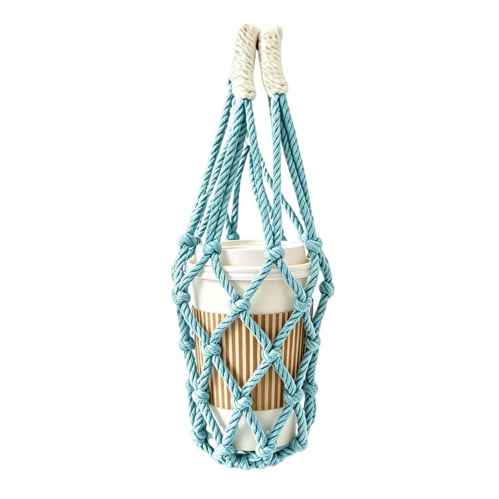 1PC Portable Coffee Cup Bag Hollow Out Bottle Bag Carrier Mugs Bag Foldable Water Bottle Bags Woven Net Bag Cup Cover