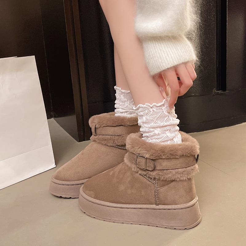 Damen Überweite Plateau Schneestiefel, Plüschgefütterte Winterstiefeletten im koreanischen Stil, Rutschfeste Thermo-Knöchelstiefel für Damen