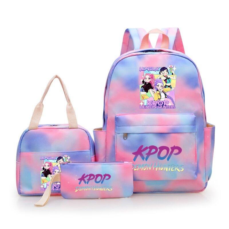 Witch Hunters Backpack Three-Piece Large Capacity Backpack Kpop Demon Hunter Peripheral Bag School Bag