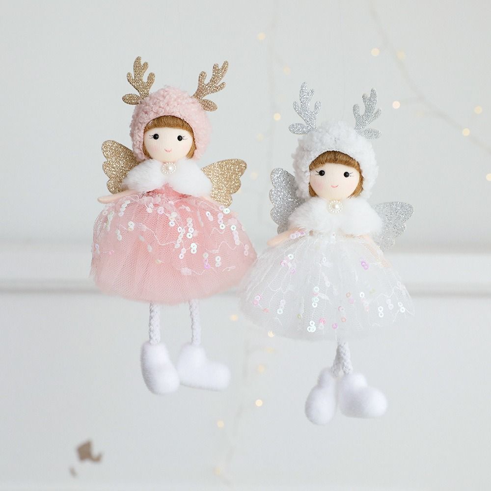 Soft Bead Gauze Skirt Angel Ornaments Handmade Christmas Tree Hanging Decoration  New Year Gift