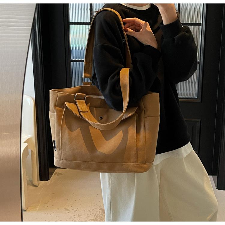 New Large-capacity Canvas Bag Women's Simple Versatile Tote Bag Literary Cloth Bag Commuter Shoulder Bag