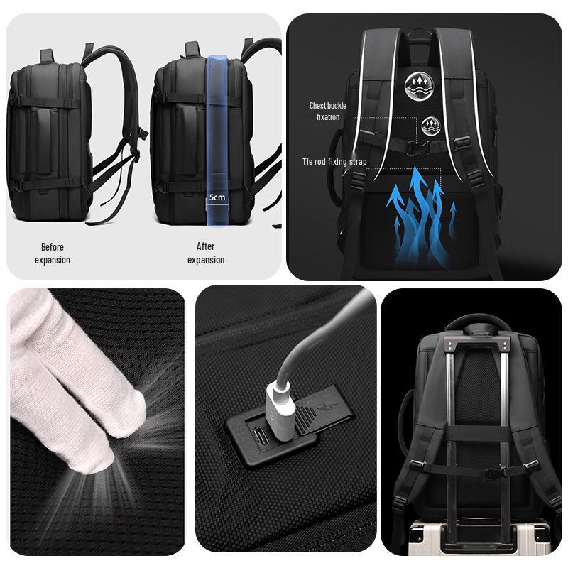 Men's Expandable Business Commute Laptop Backpack - Large Capacity Carry-On for Office & Travel.