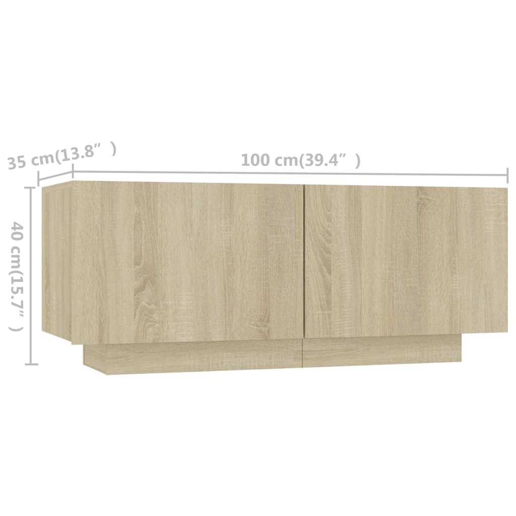 TV Cabinet with LED Lights Sonoma Oak 300 x 35 x 40 cm