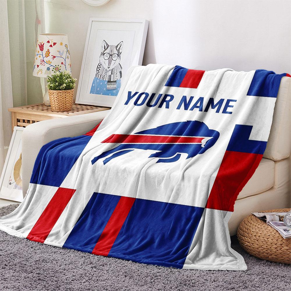 Custom Name,Buffalo Bills Printed Flannel Blanket, soft throw for bedroom sofa, washable, Christmas present, great gift.